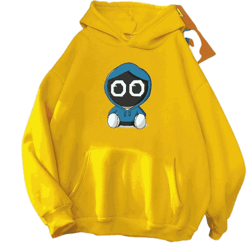 Women's Yellow Hoodie with Cute Character Print, 100% Cotton