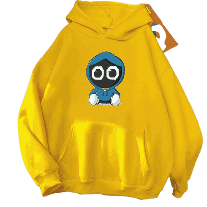 Women's Yellow Hoodie with Cute Character Print, 100% Cotton