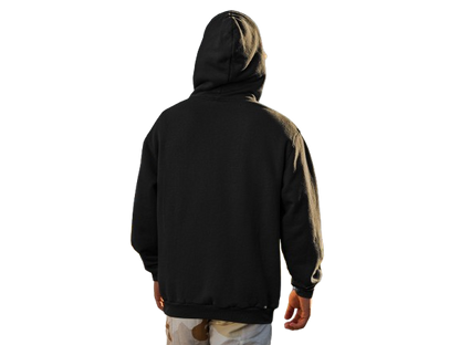 men' s hooded leather jacket with sunglasses, black
