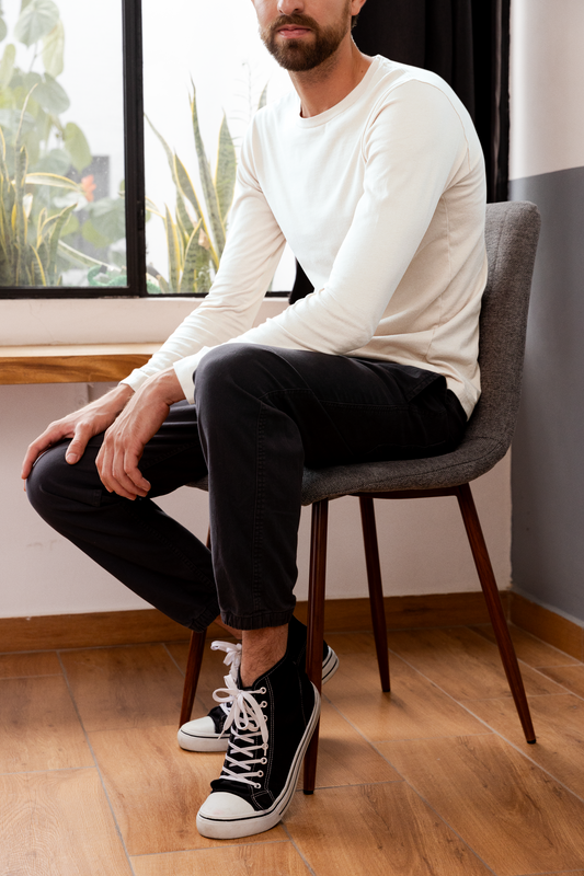 Full Sleeve White  T-Shirt for Men