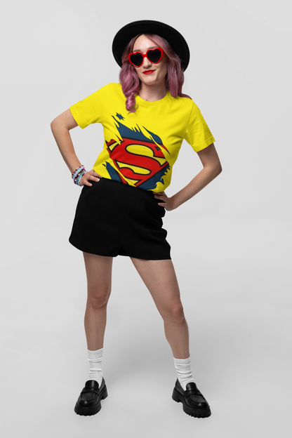 Superman Logo Graphic Print Women’s T-Shirt – Superhero Cotton Casual Tee