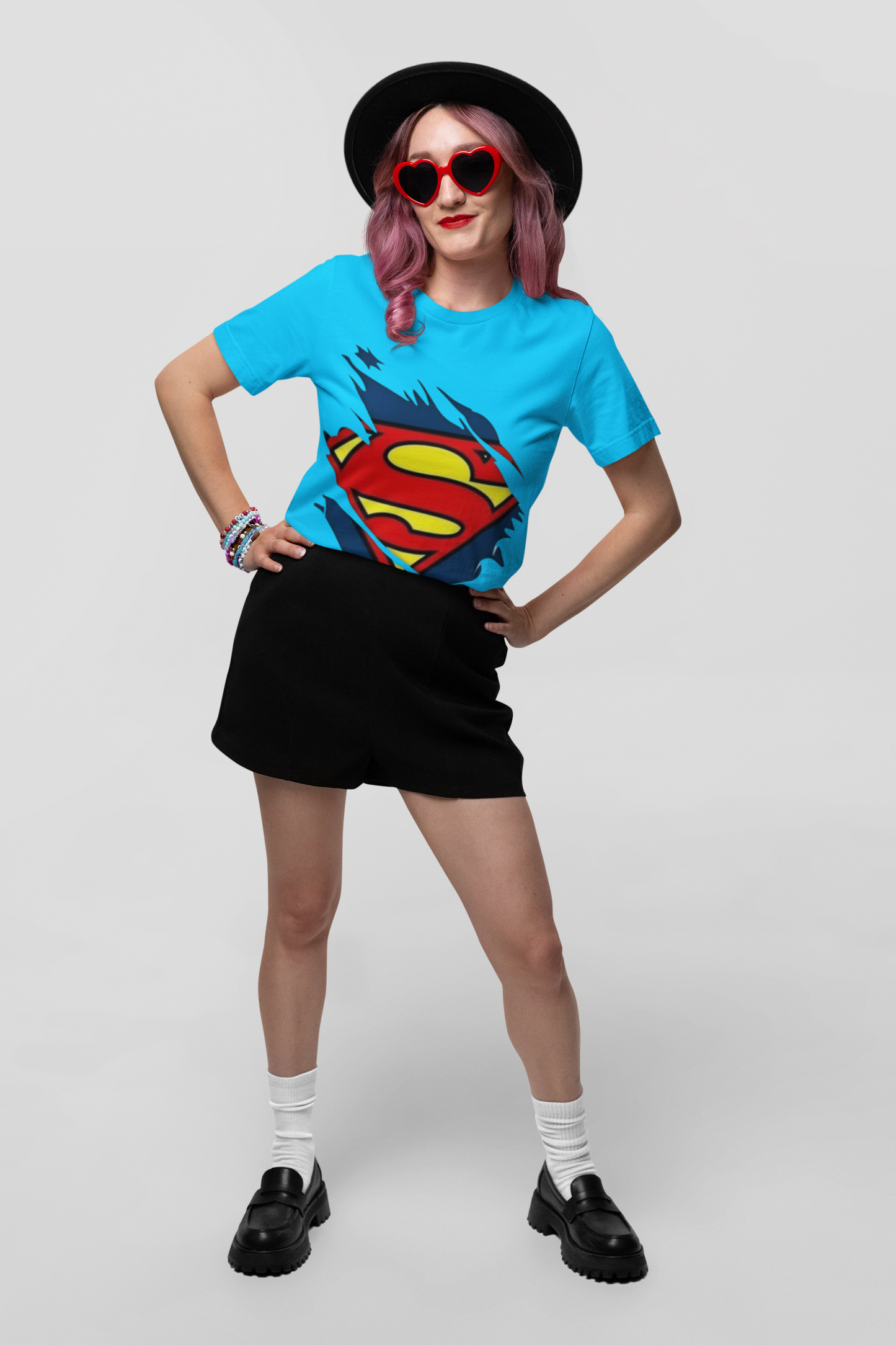 Superman Logo Graphic Print Women’s T-Shirt – Superhero Cotton Casual Tee