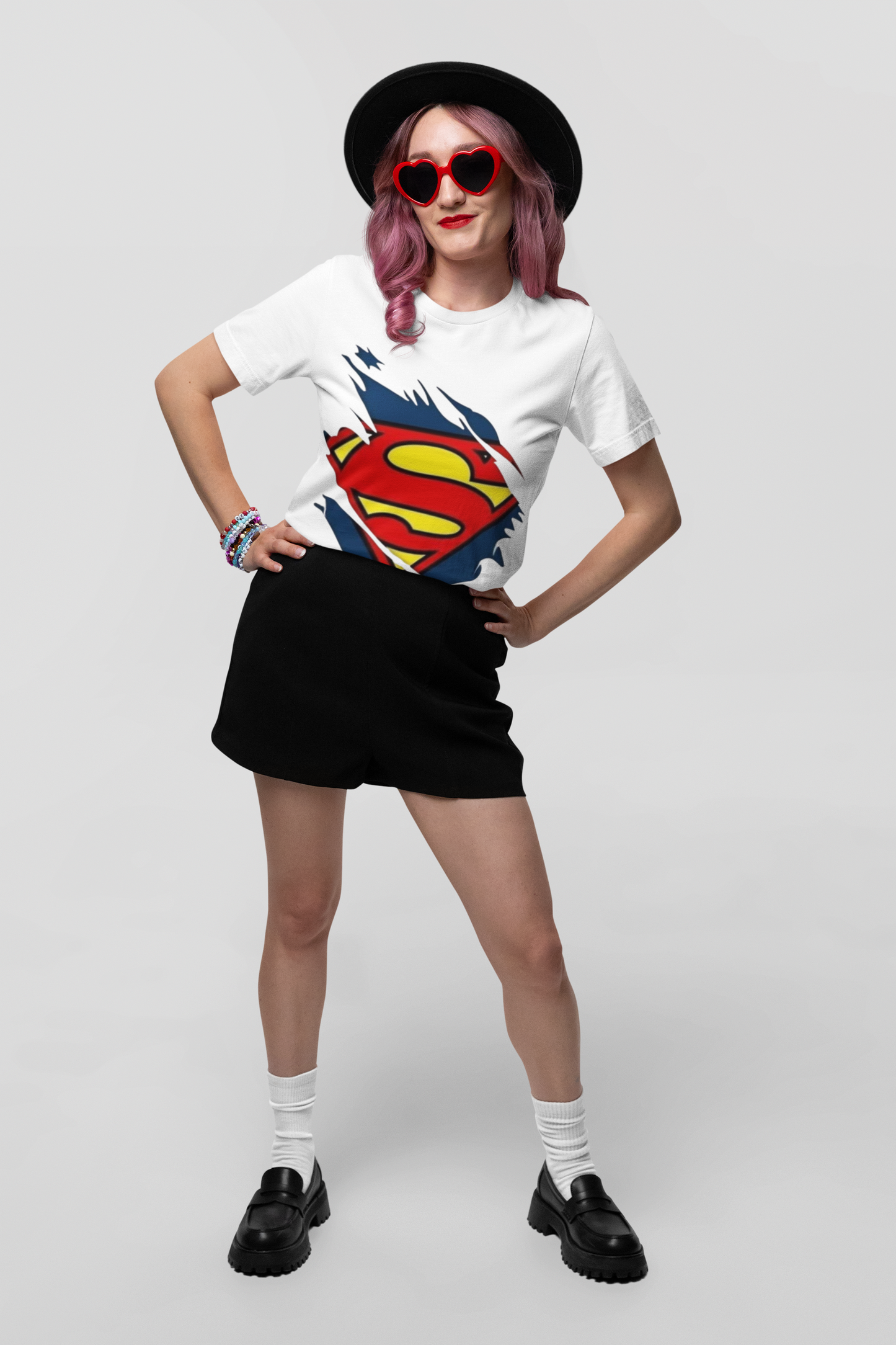 Superman Logo Graphic Print Women’s T-Shirt – Superhero Cotton Casual Tee