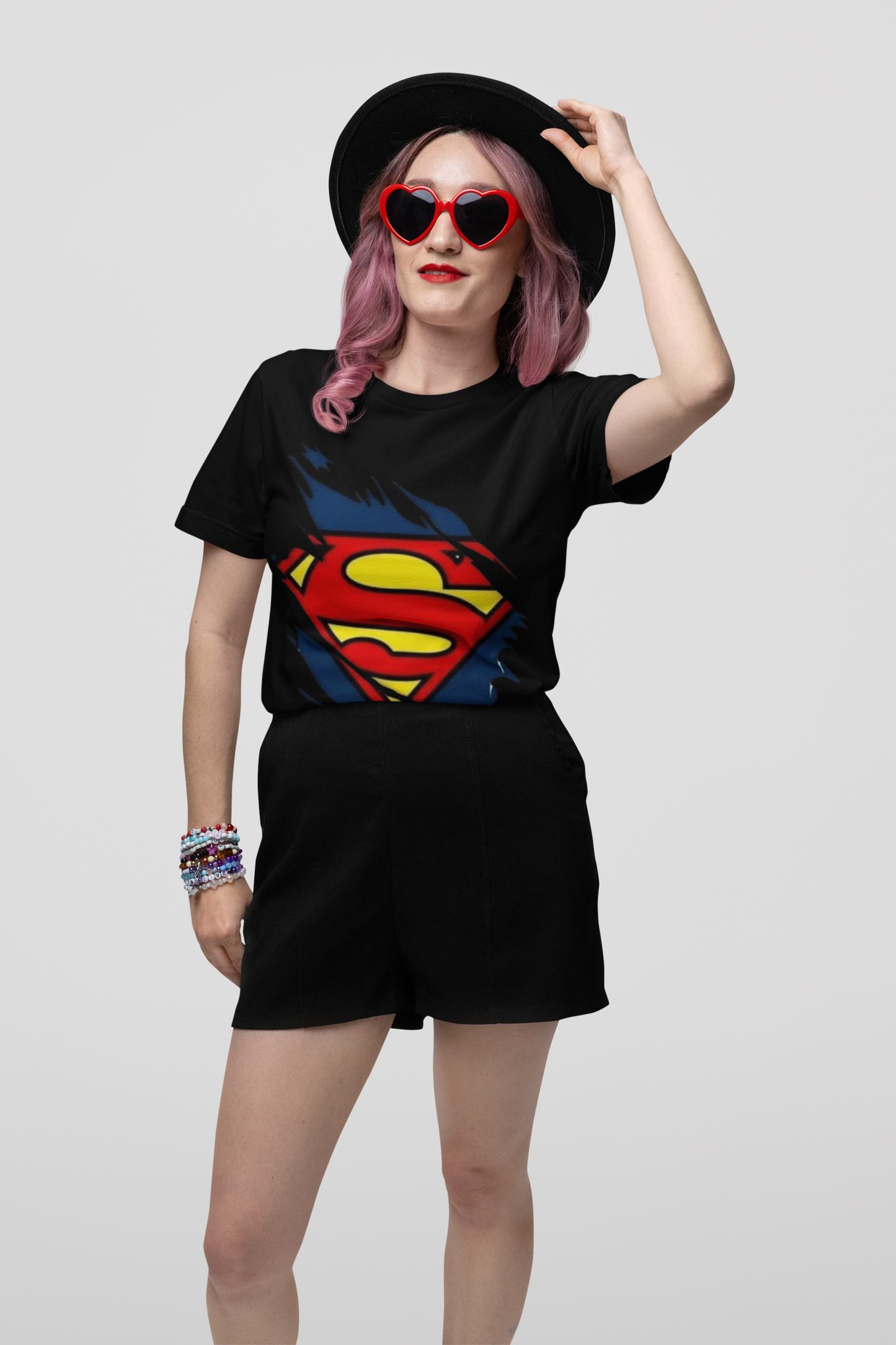Superman Logo Graphic Print Women’s T-Shirt – Superhero Cotton Casual Tee