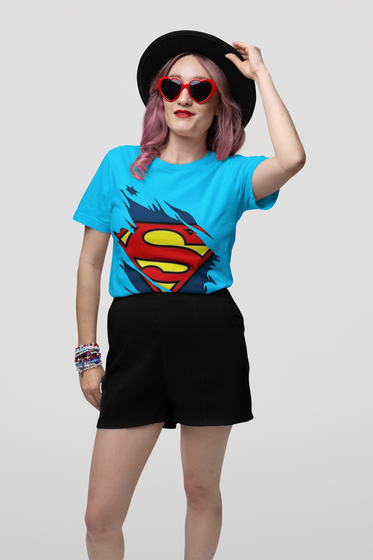 Superman Logo Graphic Print Women’s T-Shirt – Superhero Cotton Casual Tee