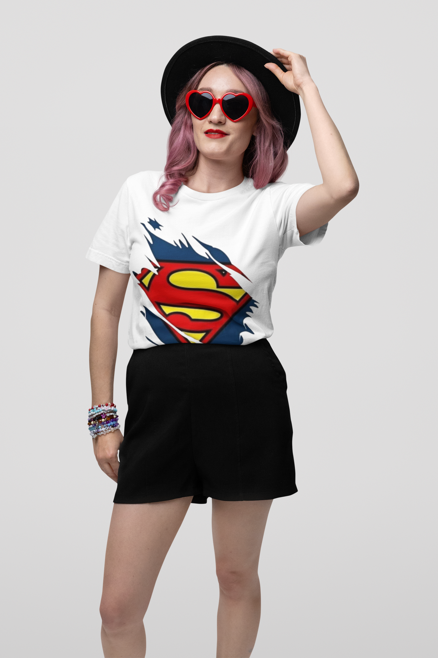 Superman Logo Graphic Print Women’s T-Shirt – Superhero Cotton Casual Tee