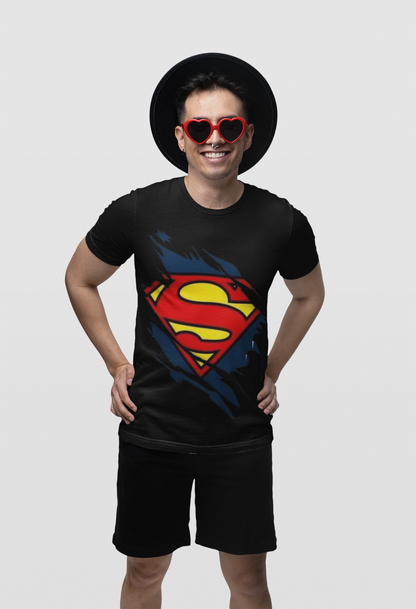 Superman Logo Graphic Print Men’s T-Shirt – Superhero Cotton Casual Tee