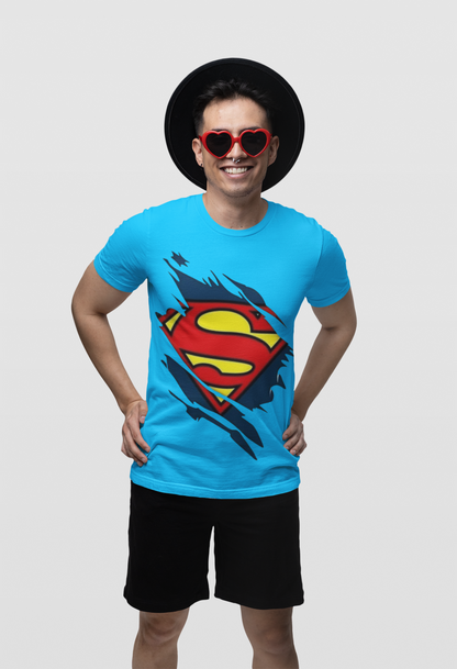 Superman Logo Graphic Print Men’s T-Shirt – Superhero Cotton Casual Tee