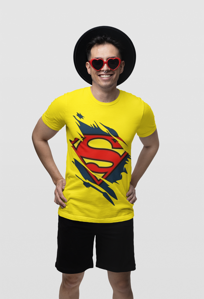 Superman Logo Graphic Print Men’s T-Shirt – Superhero Cotton Casual Tee