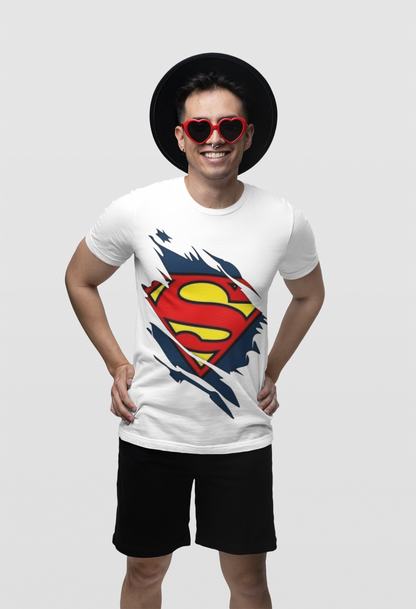 Superman Logo Graphic Print Men’s T-Shirt – Superhero Cotton Casual Tee