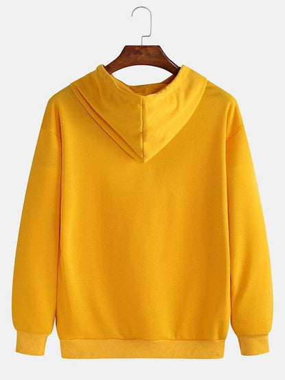 Women's Winter Hooded Sweatshirt with Heart Rhythm Print, Yellow
