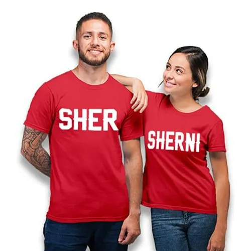 Sher & Sherni Matching Couple T-Shirts – King & Queen Power Couple Tees