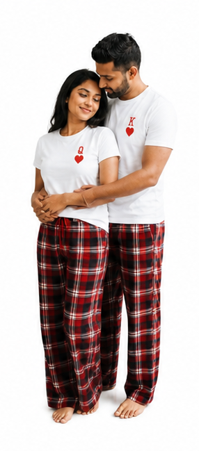King & Queen Couple White T-Shirts for Men & Women | Matching Couple Tees by Pd Clori