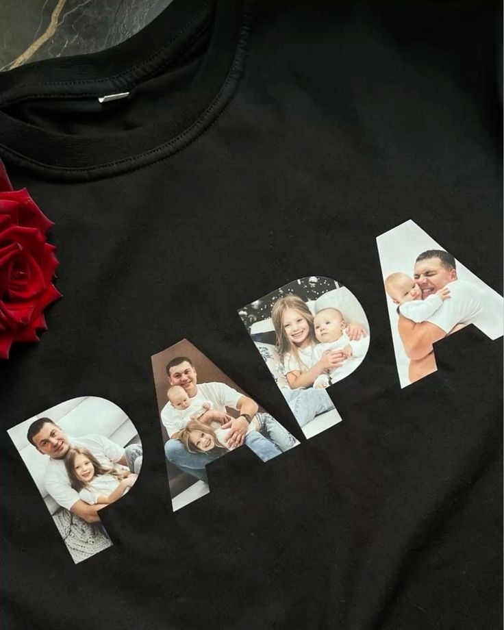 Personalized PAPA Photo T-Shirt – Black | Custom Family Photo Printed T-Shirt for Dad