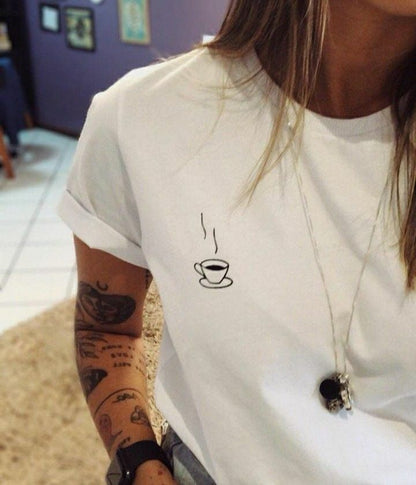 Minimal Coffee Cup Graphic T-Shirt – Everyday Calm Aesthetic Tee