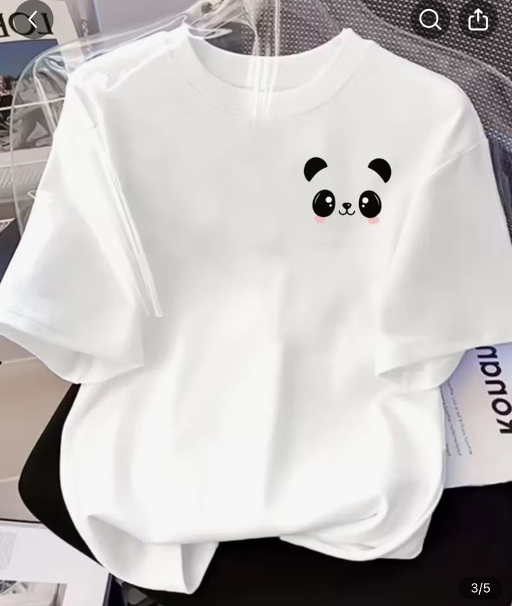 Minimal Panda Graphic White T-Shirt for Women