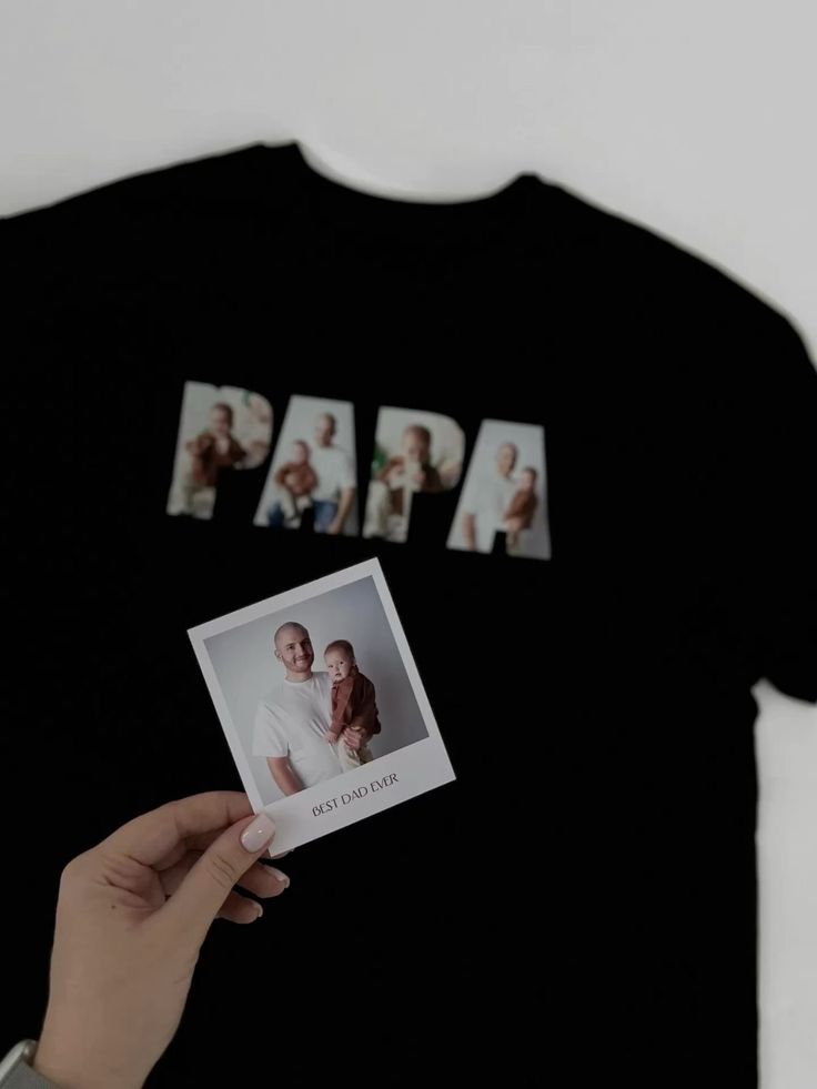 Personalized PAPA Photo T-Shirt – Black | Custom Family Photo Printed T-Shirt for Dad
