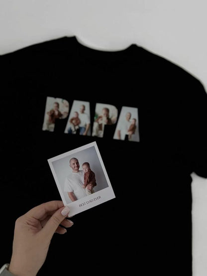 Personalized PAPA Photo T-Shirt – Black | Custom Family Photo Printed T-Shirt for Dad