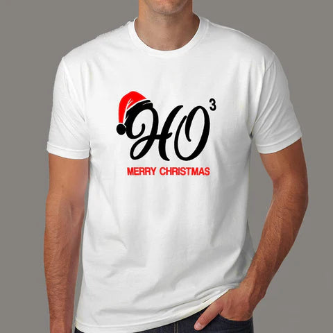 Ho³ Merry Christmas Graphic Print Men’s T-Shirt – Festive Cotton Holiday Tee