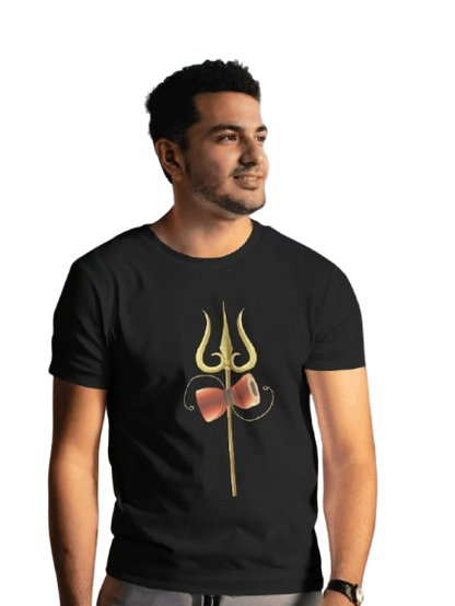 Trishul Damru – Minimal Spiritual Black T-Shirt