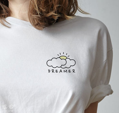 Dreamer Cloud Graphic T-Shirt for Women | Minimalist Inspirational Casual Cotton Tee