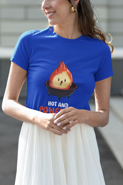 Hot and Powerful Flame Graphic Print Women’s T-Shirt – Bold Cotton Casual Tee