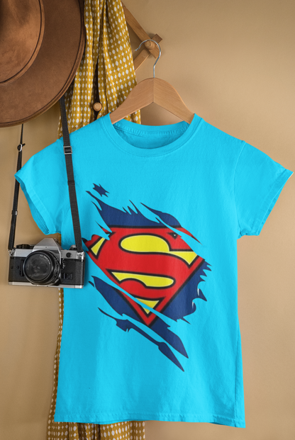 Superman Logo Graphic Print Women’s T-Shirt – Superhero Cotton Casual Tee