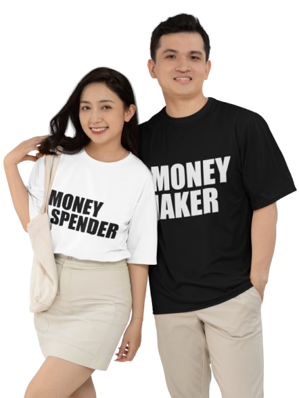 Money Spender Money Maker Graphic Print Couple T-Shirts