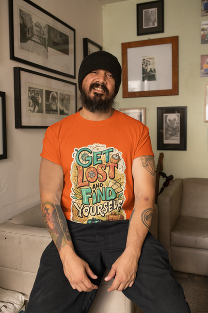 Pd Clori Get Lost & Find Yourself T-Shirt | Travel Motivational Graphic Tee for Men | Premium Cotton