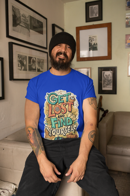 Pd Clori Get Lost & Find Yourself T-Shirt | Travel Motivational Graphic Tee for Men | Premium Cotton