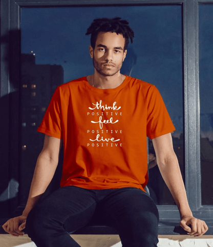 Think Feel Live Graphic Print Men’s T-Shirt – Casual Cotton Wear