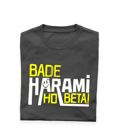 PD CLORI Bade Harami HD Beta Graphic Print T-Shirt for Men, Black, Cotton