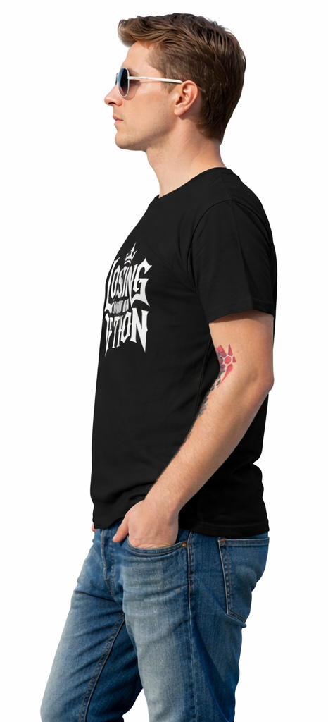Pd Clori Losing Is Not an Option T-Shirt | Motivational Graphic Tee for Men | Bold Black Cotton