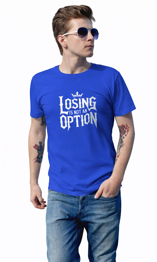Pd Clori Losing Is Not an Option T-Shirt | Motivational Graphic Tee for Men | Bold Black Cotton