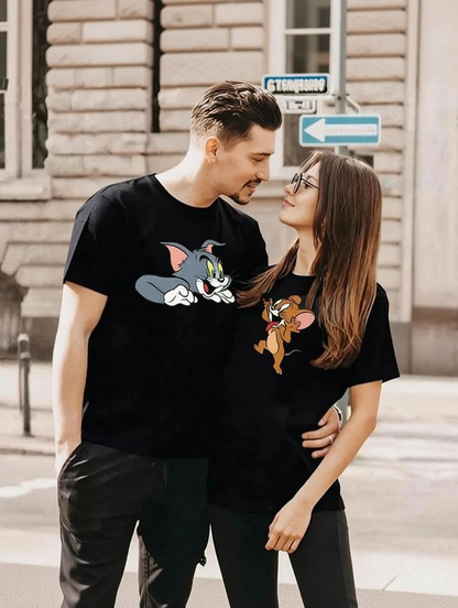 Tom & Jerry Matching Couple T-Shirts – Cute Cartoon Love Edition