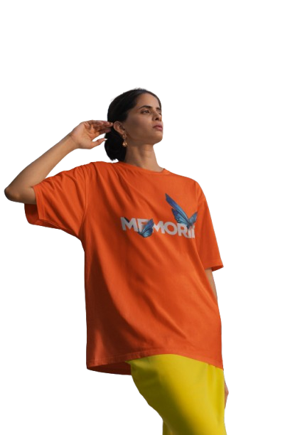 MEMORIES Butterfly Oversized Red Graphic T-Shirt
