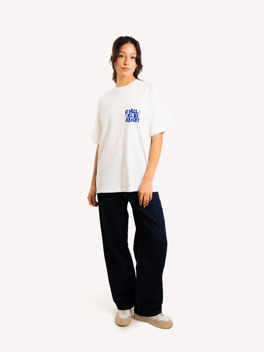 Oversized White T-Shirt with “It Will Be Alright” Graphic Print
