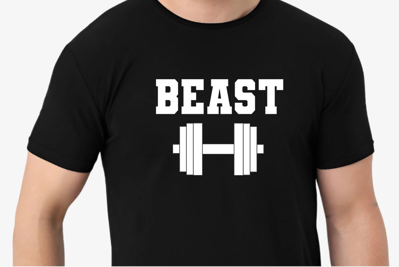Beauty & Beast Matching Couple T-Shirts – Gym Edition