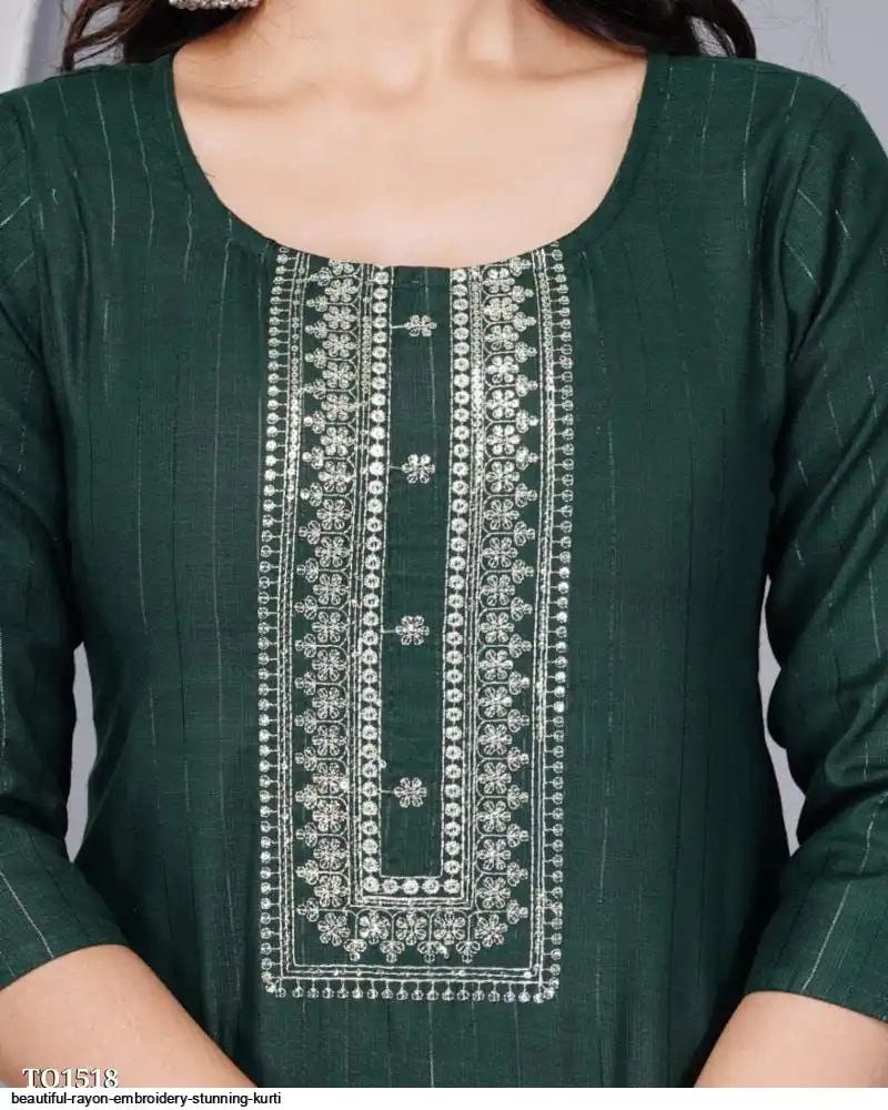 Elegant Bottle Green Embroidered Kurti for Women | Minimal Ethnic Style by Pd Clori