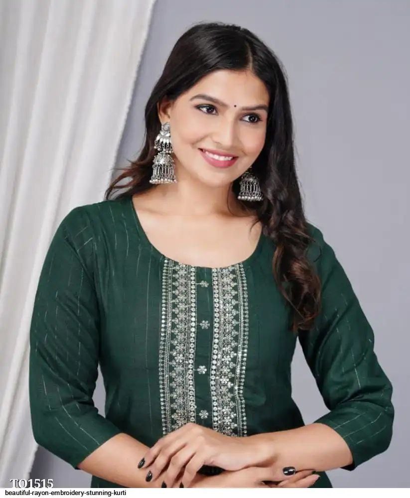 Elegant Bottle Green Embroidered Kurti for Women | Minimal Ethnic Style by Pd Clori