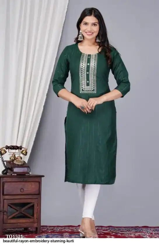 Elegant Bottle Green Embroidered Kurti for Women | Minimal Ethnic Style by Pd Clori