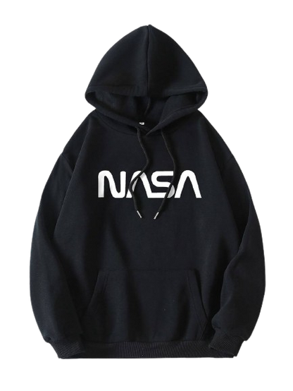 PD clori nasa logo printed hoodie for women , black