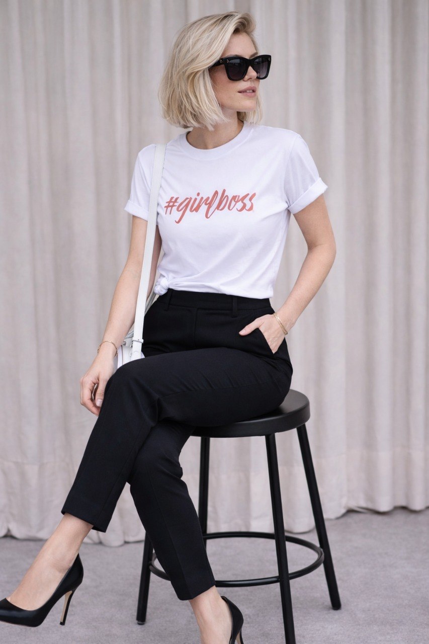 Minimal “#GirlBoss” Graphic T-Shirt for Women | Empowered Statement Tee by Pd Clori
