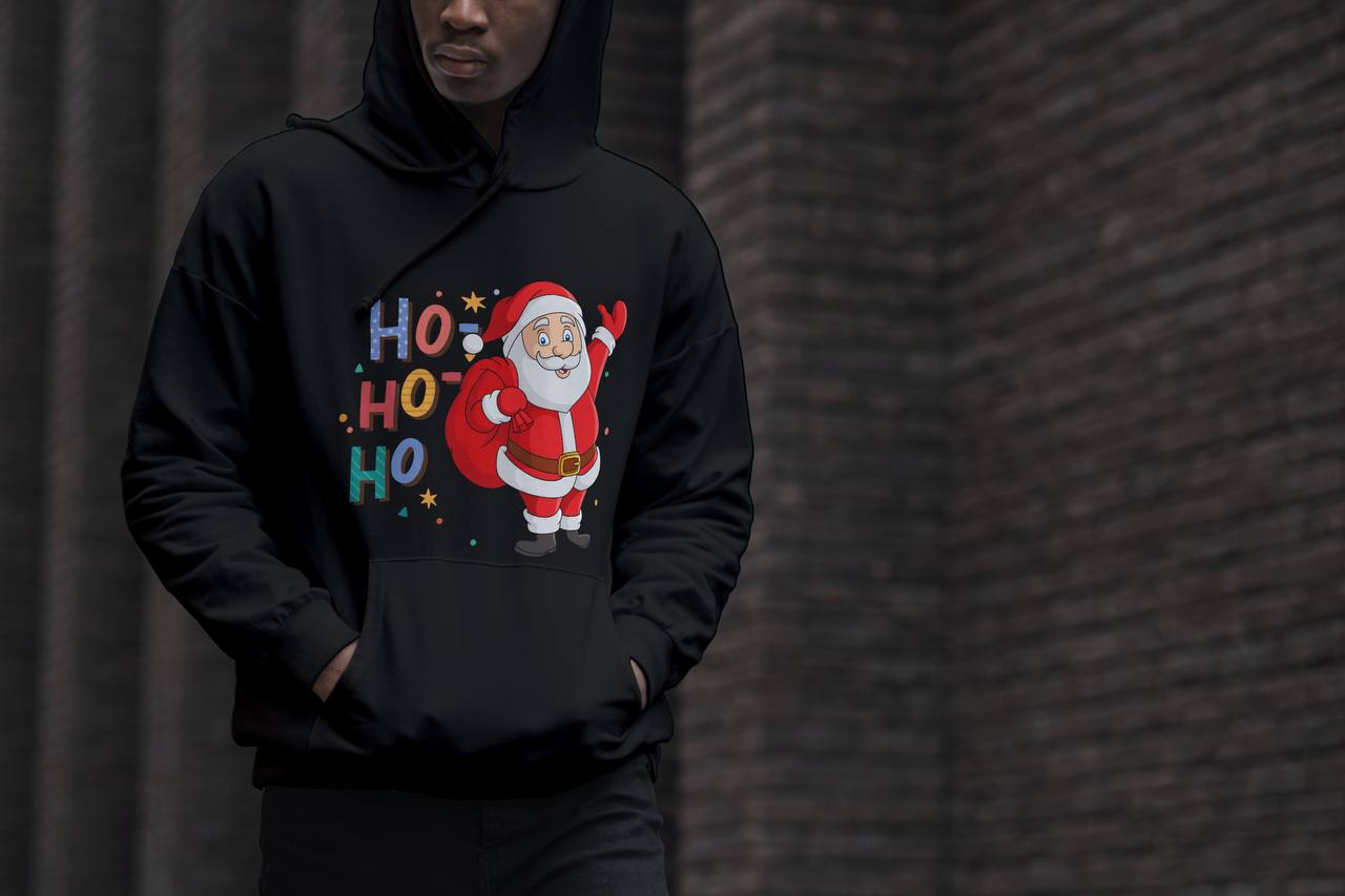 Ho Ho Ho Graphic Santa Print Hoodie