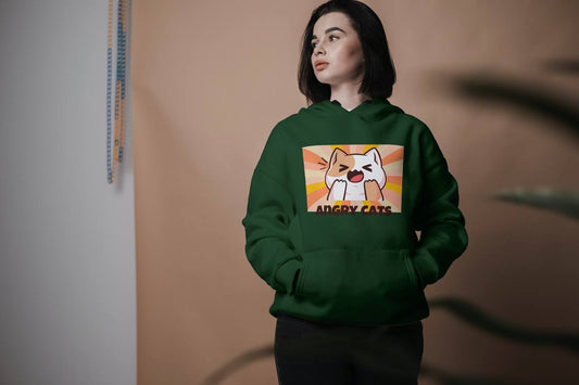 Angry Cats Graphic Hoodie – Playful Unisex Pullover