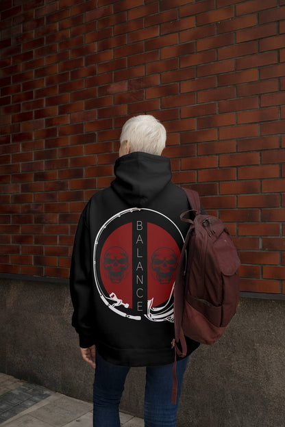 Balance Skull Graphic Hoodie – Bold Back Design Unisex Sweatshirt