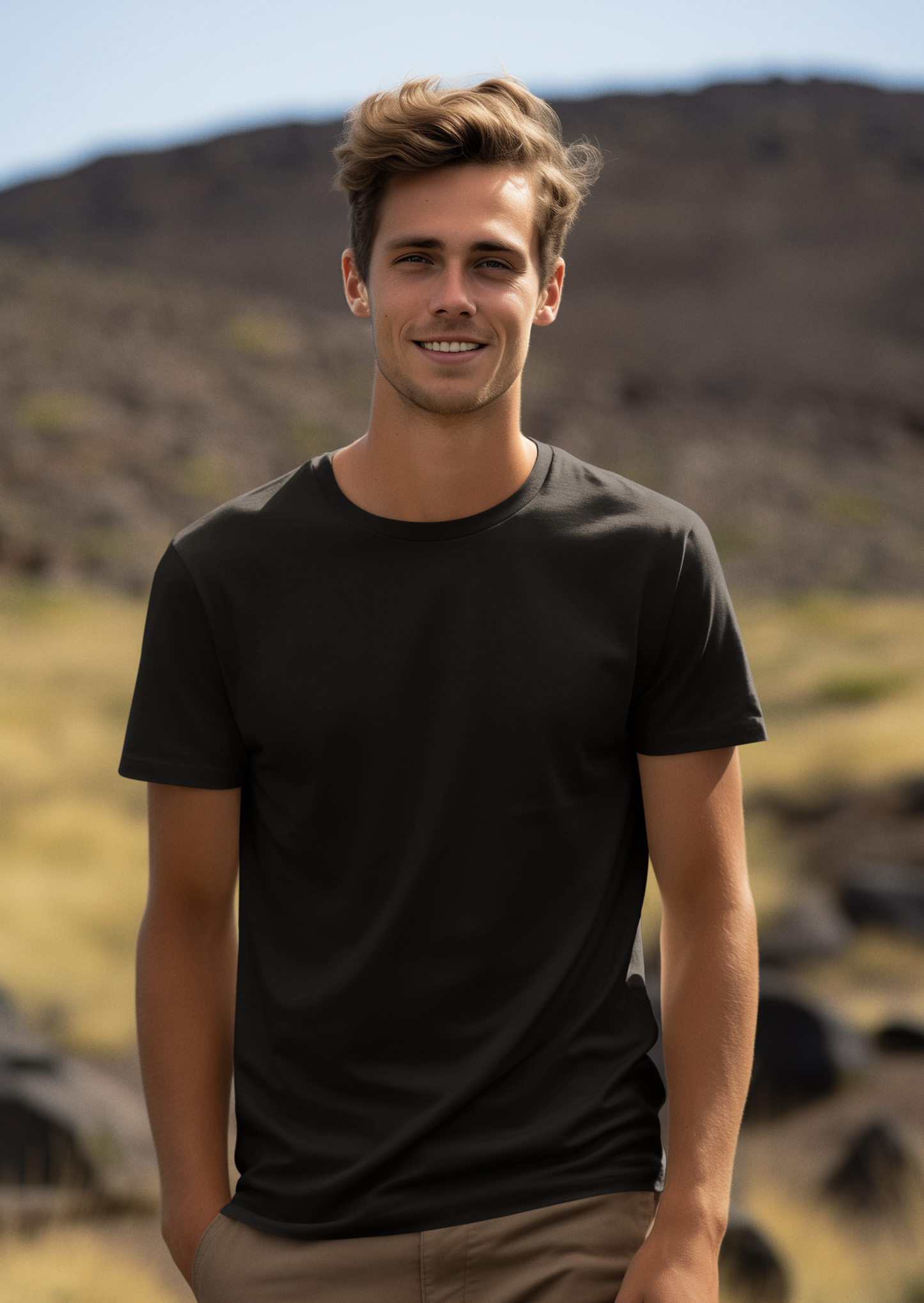 Solid Black Regular Men's Cotton T-shirt