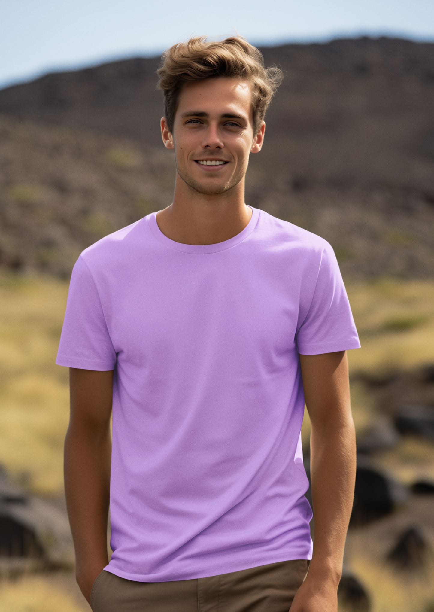 Solid Lavender Regular Men's Cotton T-shirt