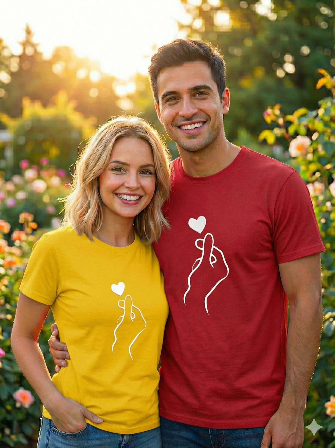 Minimal Love Hand Matching Couple T-Shirts
