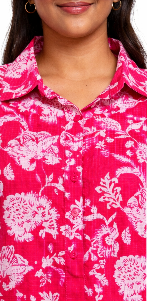 Elegant Pink Floral Printed Night Suit Set for Women | Soft & Relaxed Fit by Pd Clori